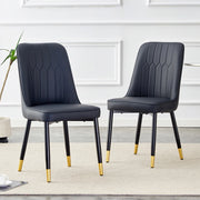 Sedia da Pranzo con Schienale Ergonomico e Gambe Antiscivolo, in Metallo e PU, Nero