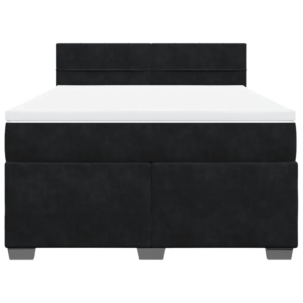 vidaXL Giroletto a Molle con Materasso Nero 160x200 cm in Velluto