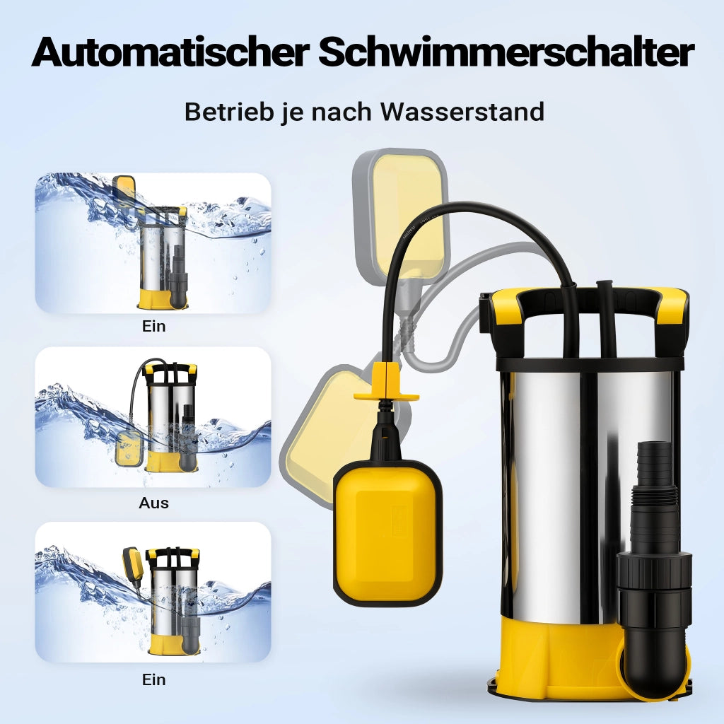 Pompa sommersa, 400W 8000 l/h, profondità max 7 m, Elettropompa a immersione per pozzi e cisterne