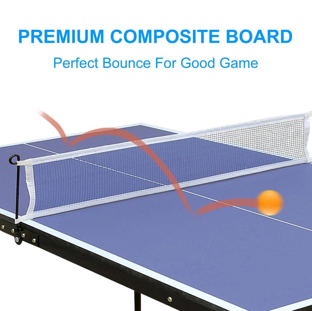 Tavolo da ping pong pieghevole 137，17x76，2 cm MDF blu per interno ed esterno con rete