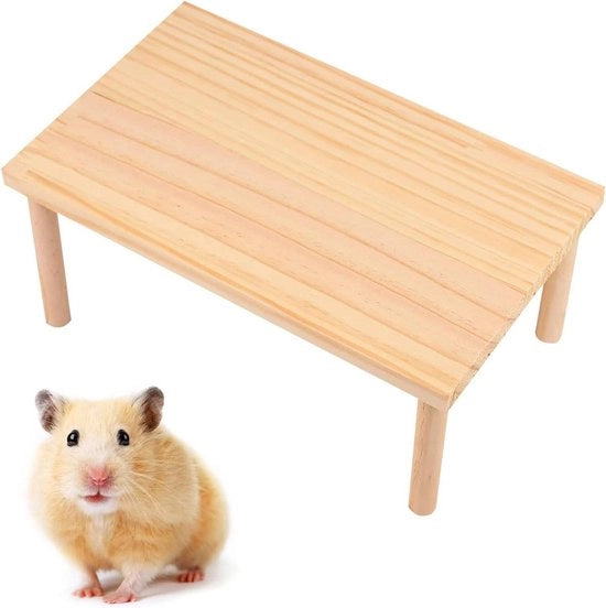 Piattaforma in Legno per Topi e Altri Animali Piccoli - Stand Naturale con Rampe per Gabbie di Topo, Gerbillo, Ratto, Chinocola Accessori