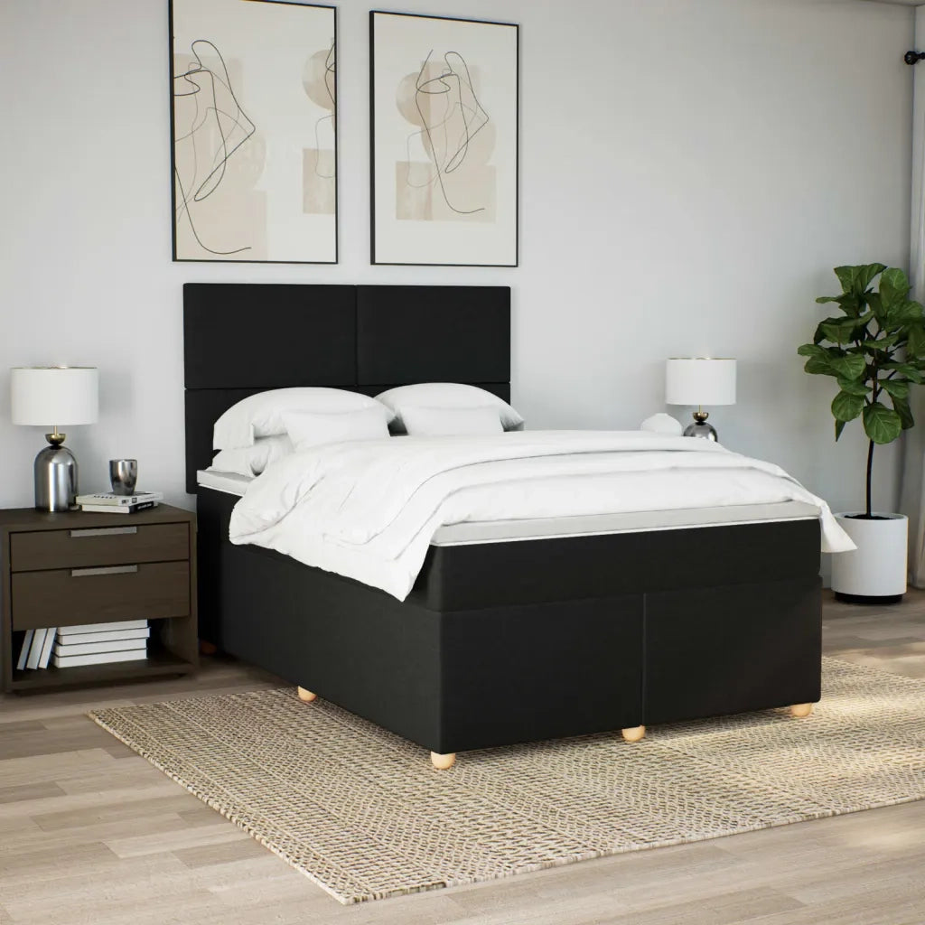 Giroletto a Molle con Materasso Nero 140x200 cm in Tessuto