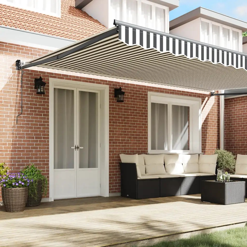 Tenda Retrattile Antracite e Bianca 5x3 m Tessuto e Alluminio