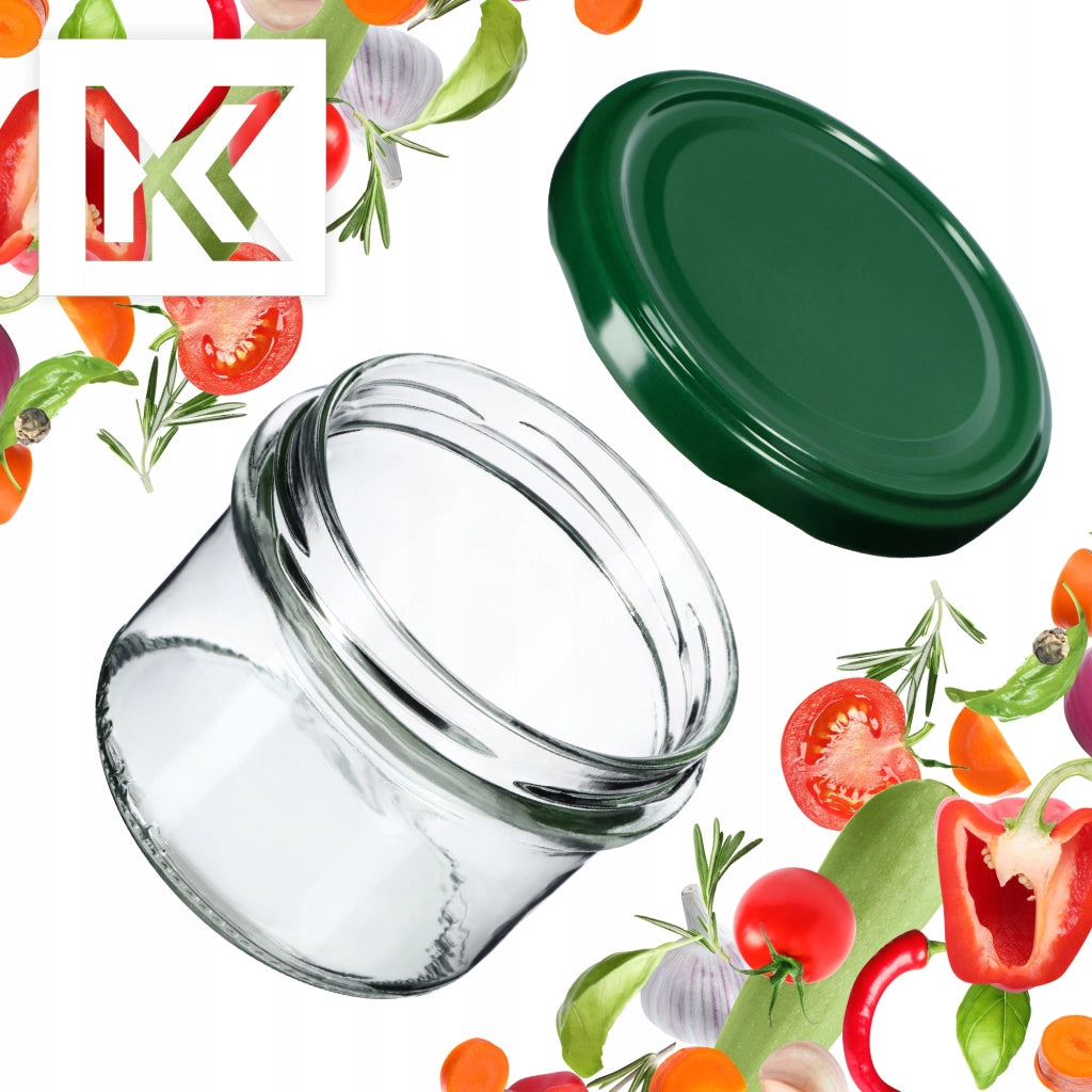 Barattoli di vetro KADAX Tartu 235 ml 10 pezzi 82 mm + coperchi verdi