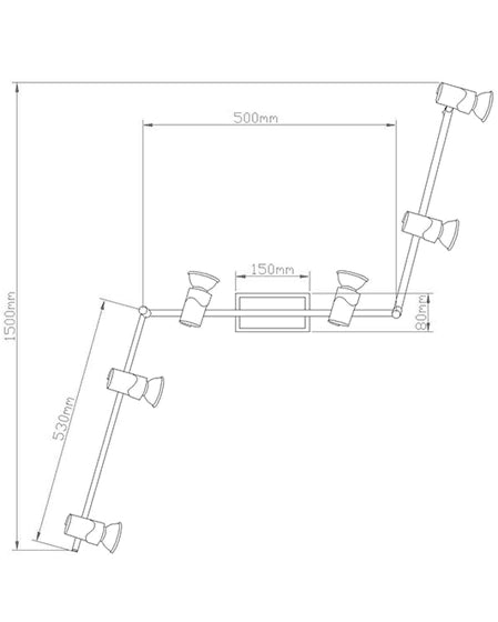 Faretto Alice in metallo finitura nichel satinato per interni, 6 luci attacco GU10 max 15W, design elegante e moderno, Codice 2554-86-178