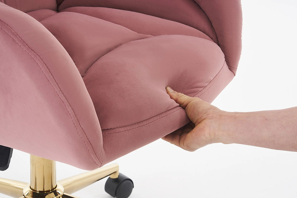 Sedia Ufficio - Xylo - 60??60??110 cm - Velluto Rosa Piedi Dorati