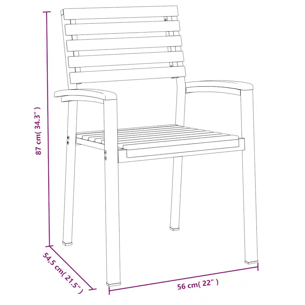 Set Pranzo da Giardino 7 pz Legno Massello di Acacia e Metallo