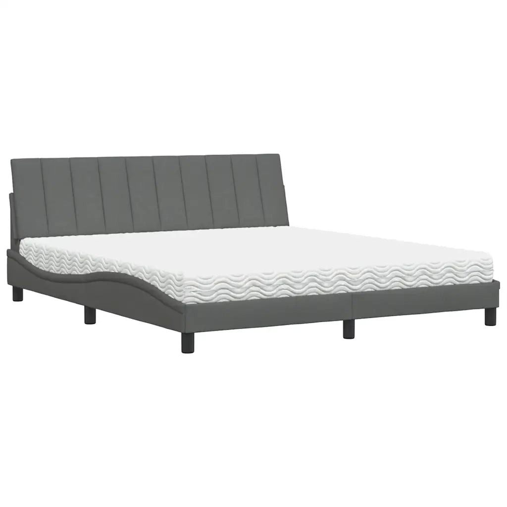 Letto con Materasso Hanko Grigio Scuro 180x200 cm Tessuto 3310546