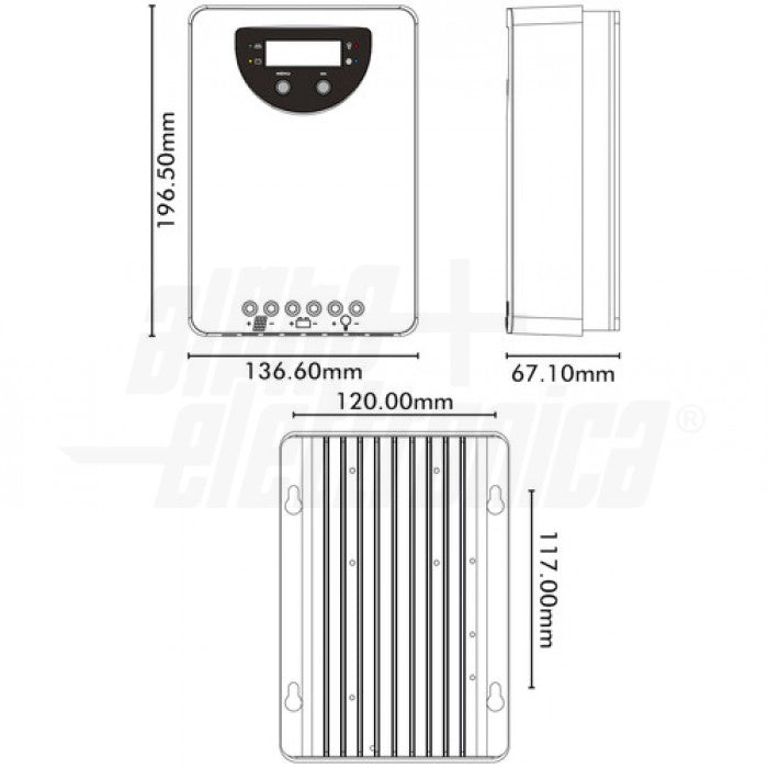 Regolatore di carica MPPT 40A - 12/24Vdc - Input 100V - per impianto fotovoltaico