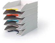 Sistema di archiviazione A4 - 5 cassettoni - Bianco con zone di presa colorate - Sostegno documenti - Organizzazione.