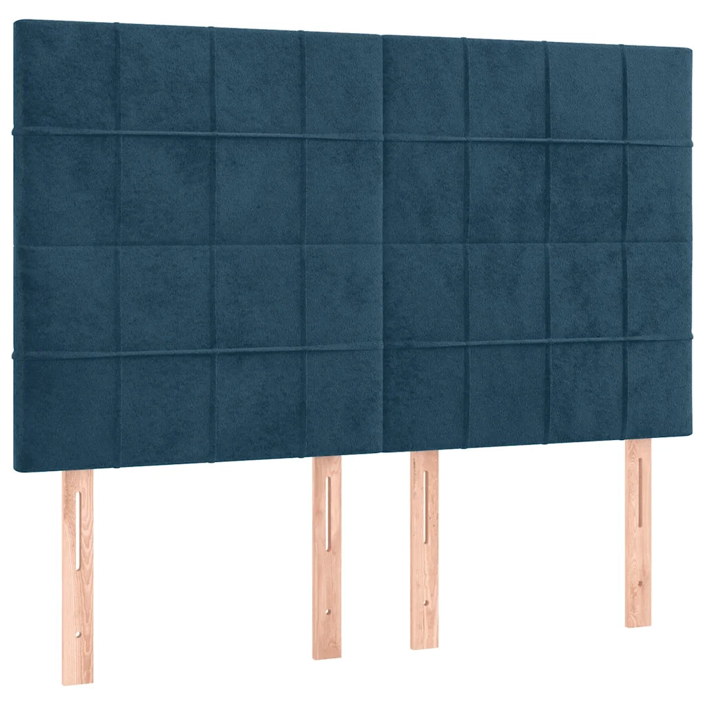 Testiera a LED Blu Scuro 144x5x118/128 cm in Velluto