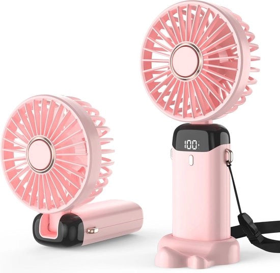 Ventilatore Portatile Mini con Batteria Ricaricabile 5000 mAh e 5 Velocità - Ventilatore USB Compatto per Casa e Esterno