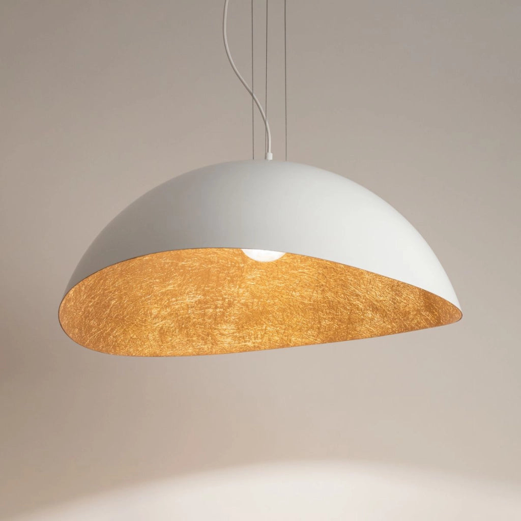Lampada sospesa tonda bianco rame 48cm Solaris E27 Sigma
