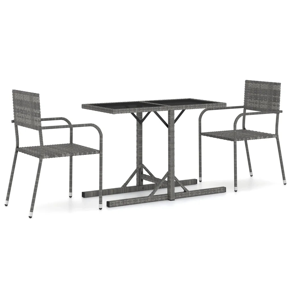 Set Mobili da Pranzo per Giardino 3 pz | Set Salotto da Giardino Grigio
