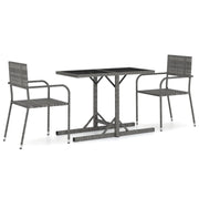 Set Mobili da Pranzo per Giardino 3 pz | Set Salotto da Giardino Grigio