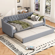 Divano letto 90x200 cm con letto estraibile; lino; grigio