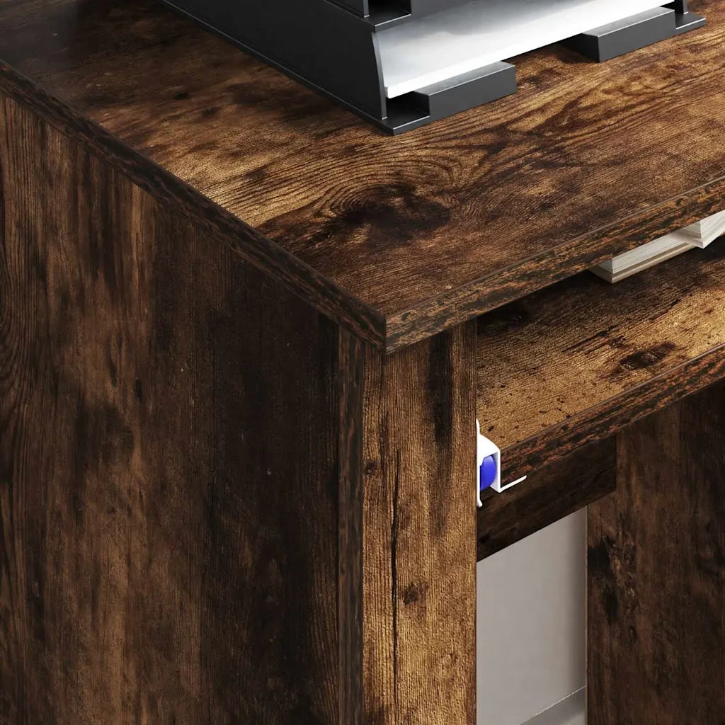 Scrivania | Tavolo da Ufficio con Ruote con cassetto Rovere fum¨¦ 91 x 50 x 77 cm