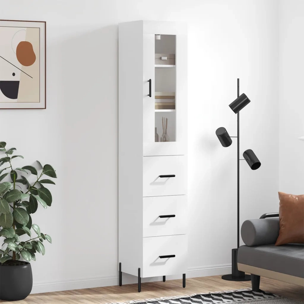 Credenza | Madia | Buffet da pranzo | Armadio da pranzo Bianca 34,5x34x180 cm in Legno Multistrato