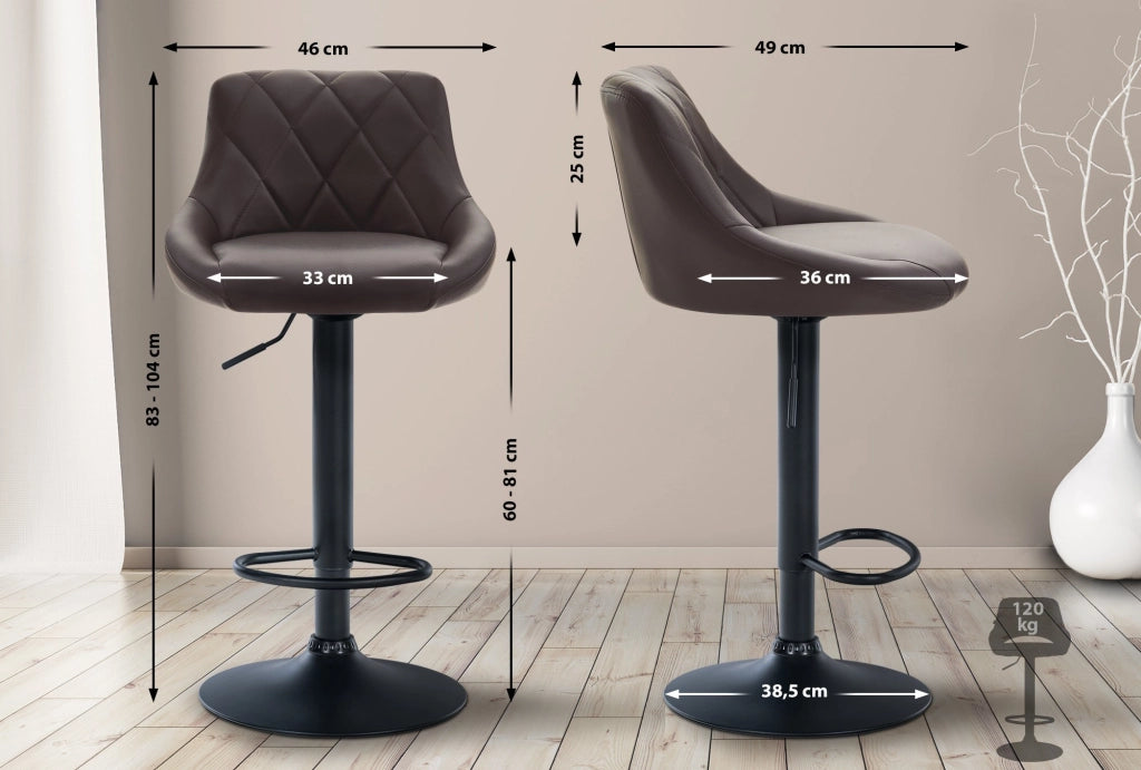 Sgabello Lazio in similpelle marrone,nero