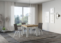 Tavolo Allungabile 90/246x90x77 cm Naxy Mix piano Quercia Natura gambe Bianco Frassino