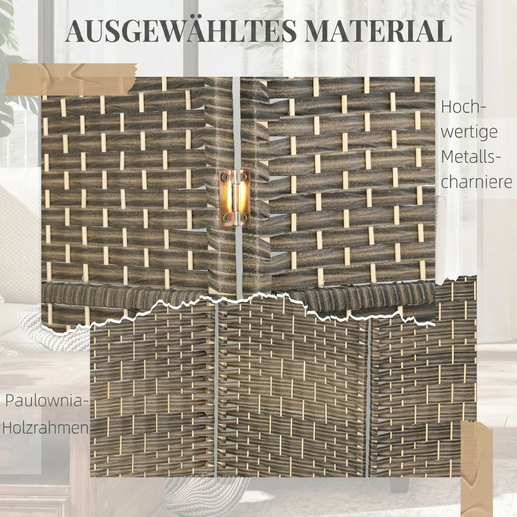 Paravento pieghevole 4 ante ¨C Minimal ¨C nero, legno di pino, intrecciato