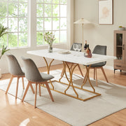 Tavolo da Pranzo Foga 180x80x75 cm Effetto Marmo Bianco / Oro [en.casa]