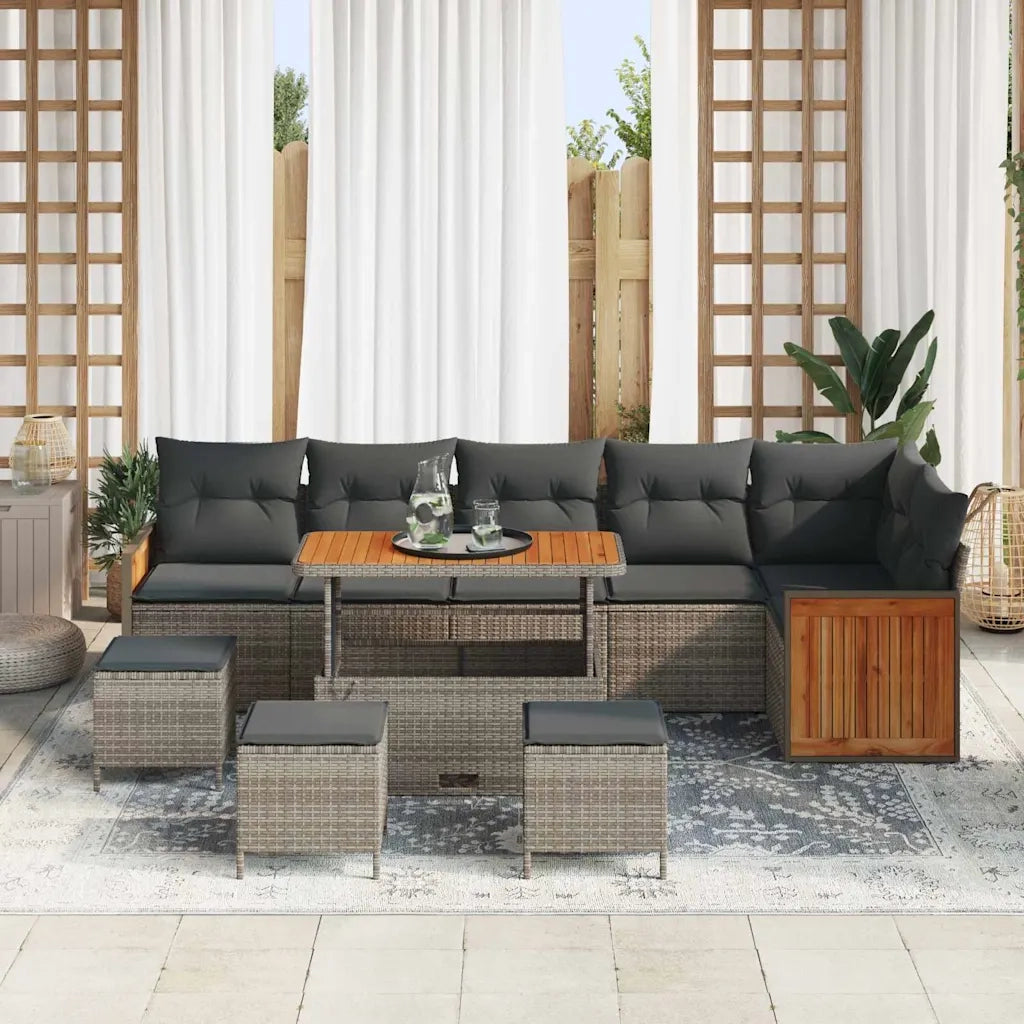 Set Divano da Giardino con cuscino 12 pcs Grigio polyrattan 3365283