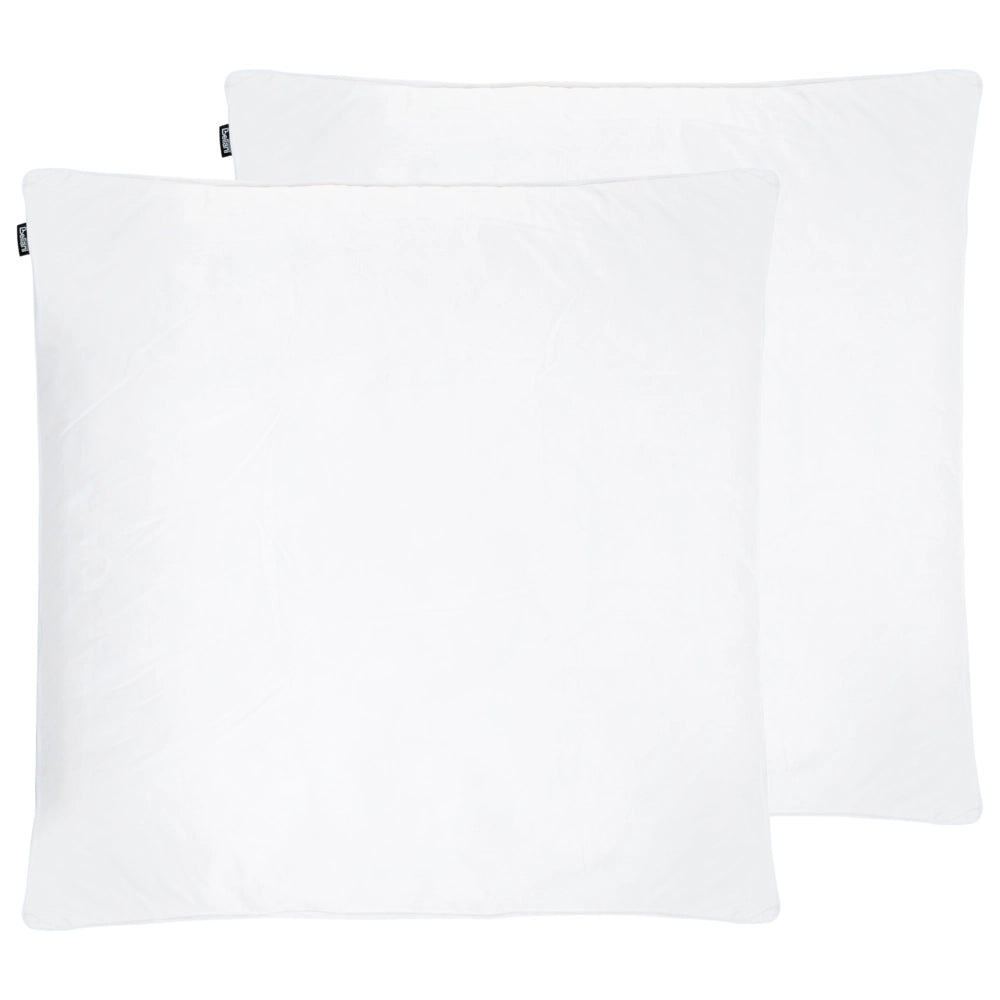 Set di 2 cuscini da letto guanciali in cotone bianco piumino d'anatra e piume 80 x 80 cm alto medio morbido