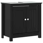 Mobile Lavabo | Armadio Lavabo da Bagno BERG Nero 60x34x59cm Legno Massello Pino