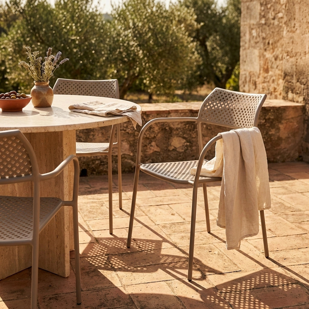 Poltrona da Giardino Impilabile in Acciaio cm 56x56x78 - MATHEW