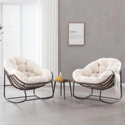Poltrona a dondolo da esterno a uovo con cuscino spesso; acciaio bianca 78 × 106 × 90 cm