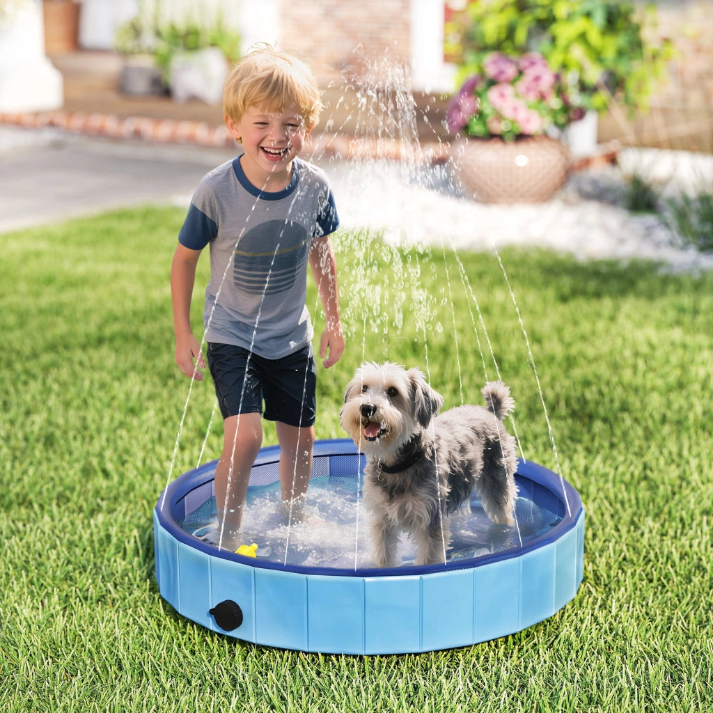 Piscina per Cani Pieghevole ¨C Minimal ¨C PVC Antiscivolo ?80x20 cm Blu Chiaro