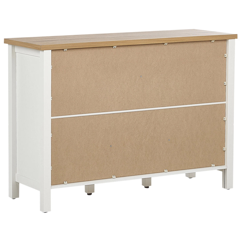 Credenza minimalista con 2 cassetti 3 ante in legno naturale e bianco Soggiorno camera da letto
