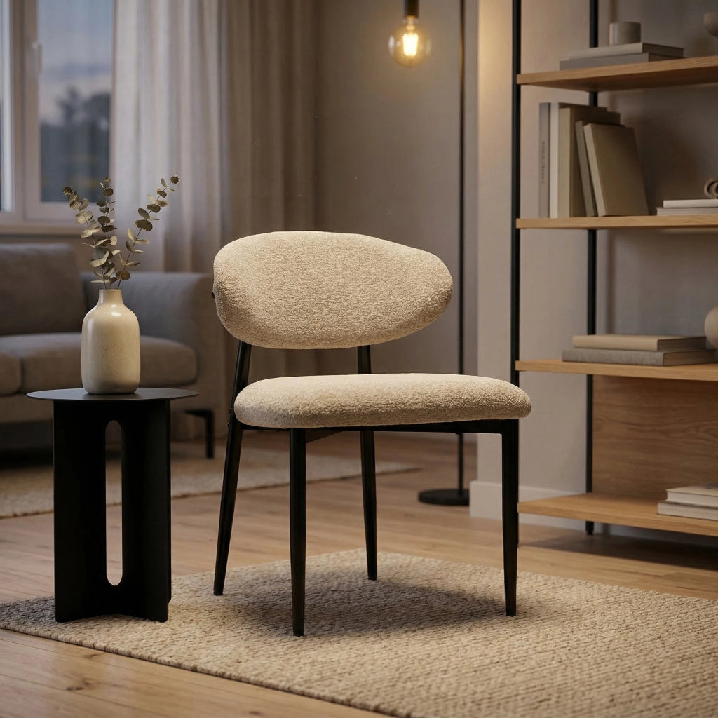 Sedia da pranzo imbottita ¨C Zephmum ¨C Beige, gambe in metallo