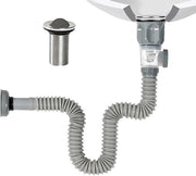 Set di scarico 1 1/2 pollici con tubo di scarico flessibile per cucina e bagno, 300-1000mm, grigio, inclusi tubi di scarico e accessori.