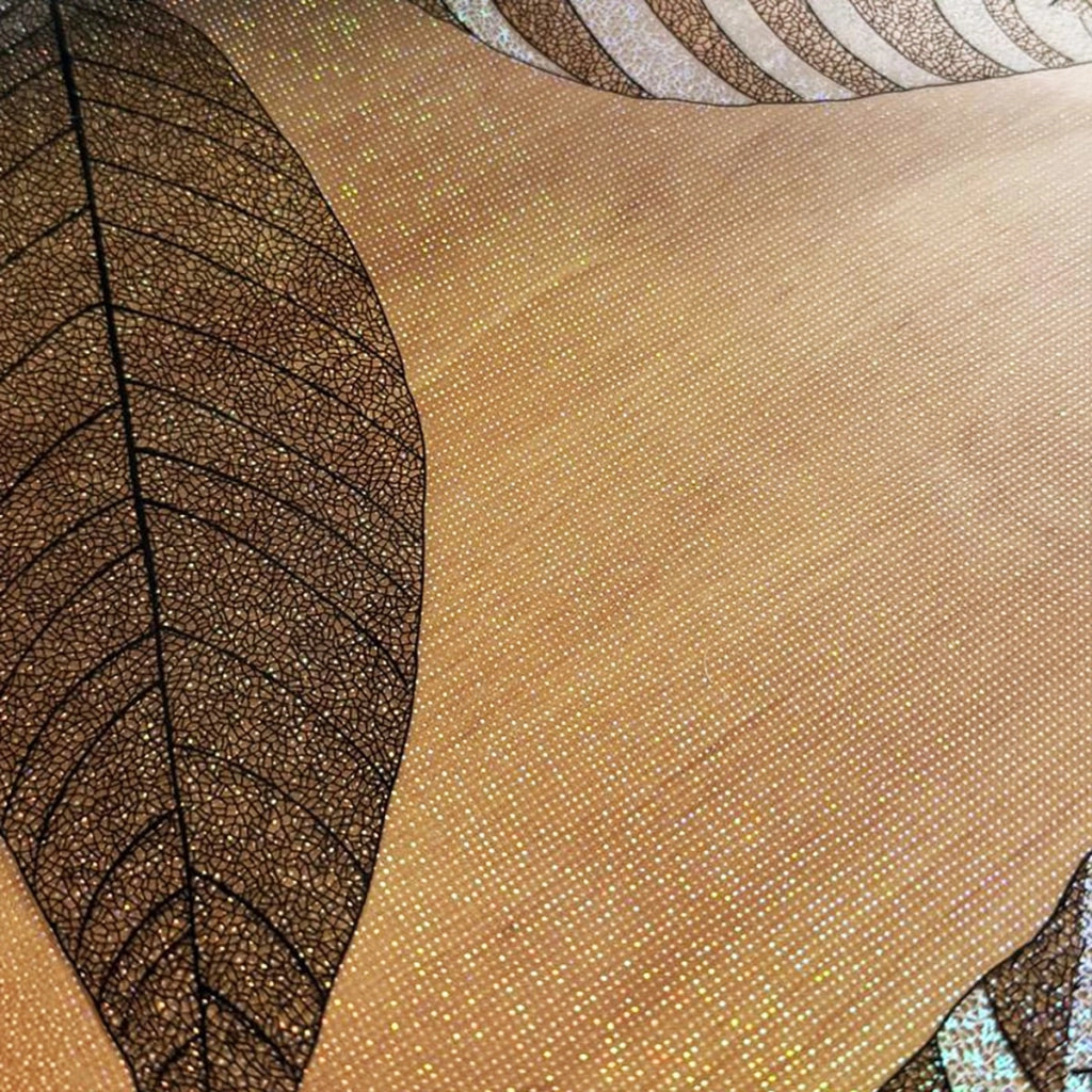 Tovaglia Trasparente Decorata Glitterata Pellicola Pvc 100x80 Cm Tavolo Antimacchia Spessa Foglie (B)