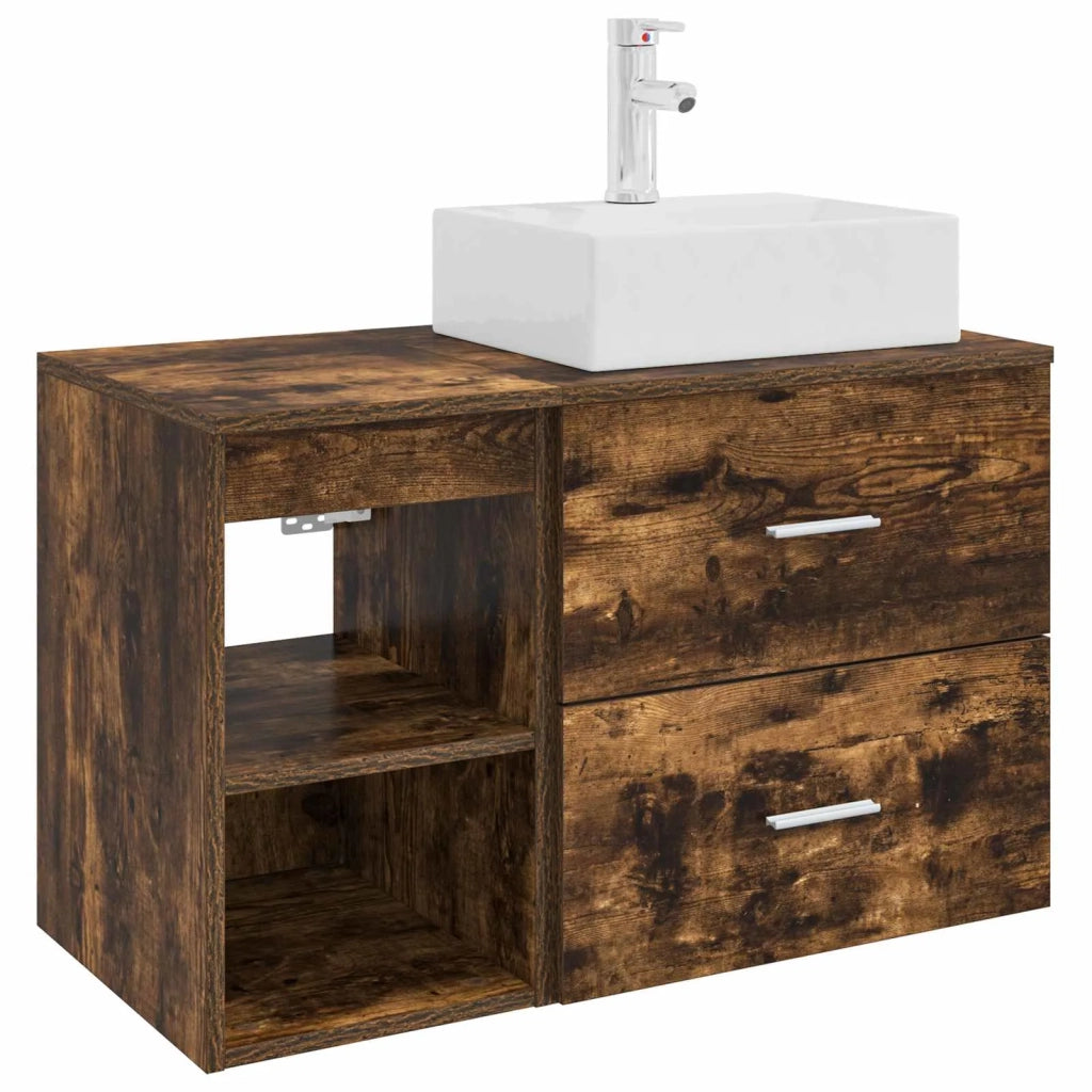 Set di mobili per il bagno 2 pcs Rovere Fumo 3403892