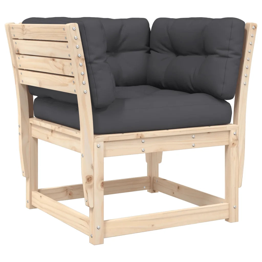 Divano Giardino con Braccioli con Cuscini Legno Massello Pino 844694