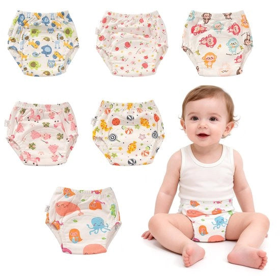 Set di pantaloni per l'addestramento alla pulizia - 6-pack - Taglia 110 - Adatto da 28+ mesi - Peso 15-19 kg - Abbigliamento per bambini - Pantaloni di protezione - Abbigliamento per l'addestramento alla pulizia - Con disegni divertenti