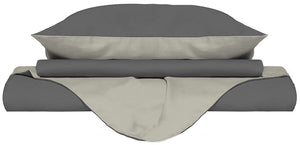 Copripiumino 1 Piazza e Mezzo con Sacco e Federe Doubleface Fumo/Panna