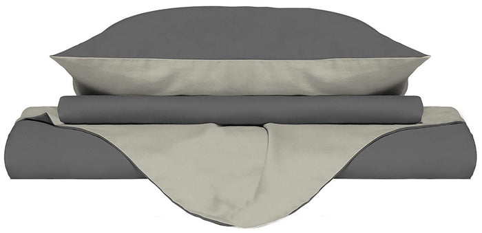 Copripiumino 1 Piazza e Mezzo con Sacco e Federe Doubleface Fumo/Panna