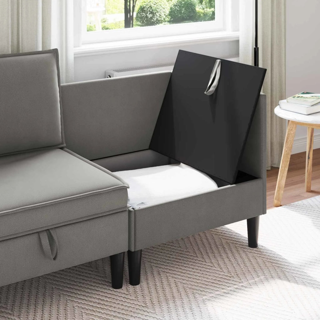 Divano Angolare con Storage Grigio scuro Velluto