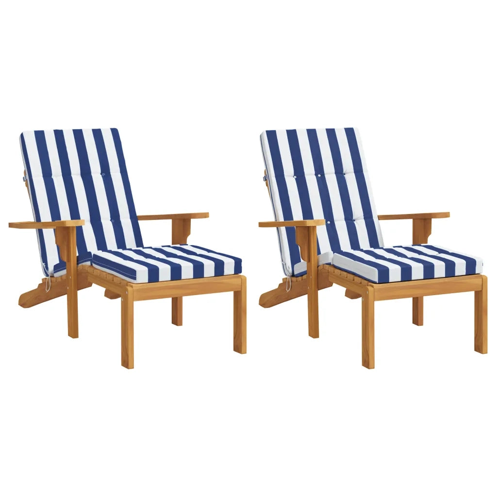 vidaXL Cuscini Sedia a Sdraio 2pz Strisce Bianche e Blu Tessuto Oxford