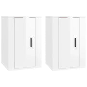 Mobili Porta TV a Parete 2 pz | Armadietto TV | Mobile Porta TV Bianco Lucido 40x34,5x60 cm