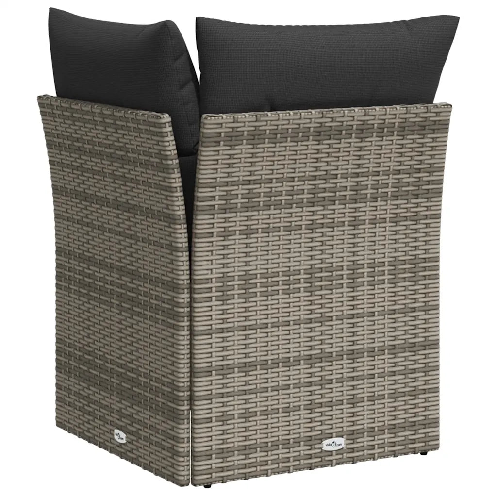 Divano Angolare da Giardino con Cuscini Grigio in Polyrattan 366113