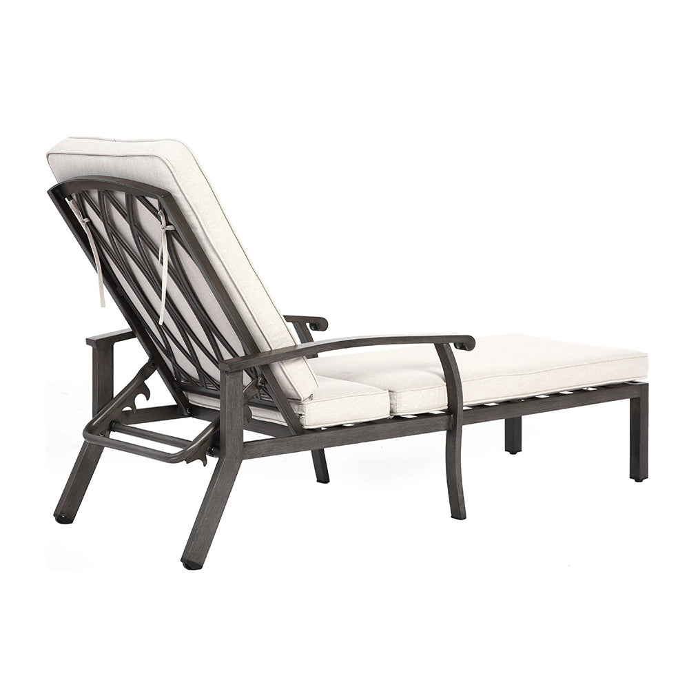 Chaise longue patio inclinabile - Xylo - Cuscino impermeabile beige