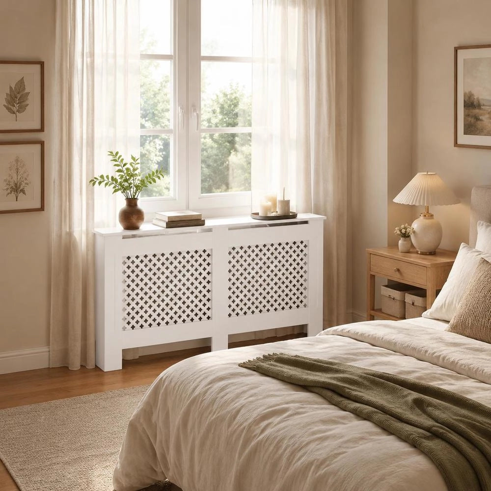 Radiator Cover, White, 152x19x81.5 Cm, MDF