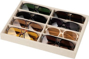 Organizzatore di Occhiali da Sole con 8 Slot per Uomo e Donna - Custodia per Orologi - Display di Occhiali Stivato - Beige