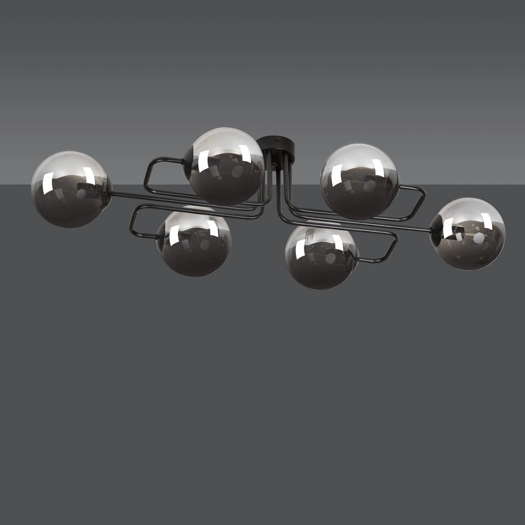 Lampadario Emibig Brendi 6 luci E14 nero grafite metallo