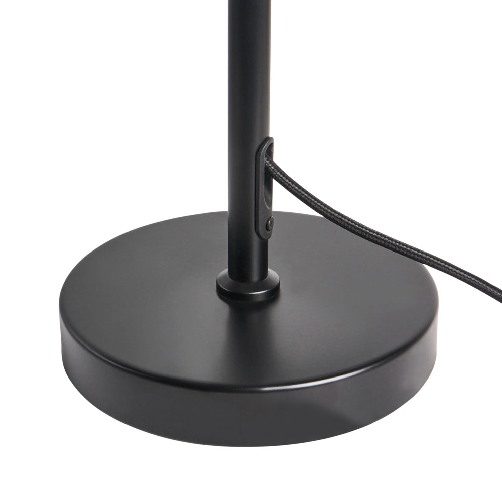 Lampada da tavolo Base in ferro metallico nero Paralume in vetro bianco Design moderno Soggiorno Camera da letto